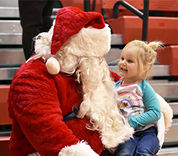 Santa stops by Hawks basketball game